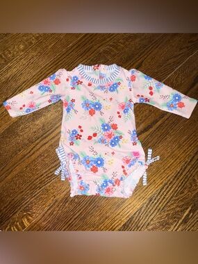 Ruffle Butts Pink Floral Long Sleeve Rashguard